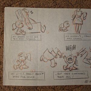 SIGNED Original The Flintstones Daily Comic Strip Preliminary Drawing...Pebbles